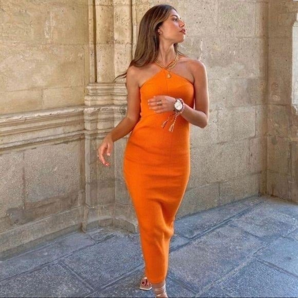 SOLD🍊ZARA NWT Orange Bodyfitting Dress